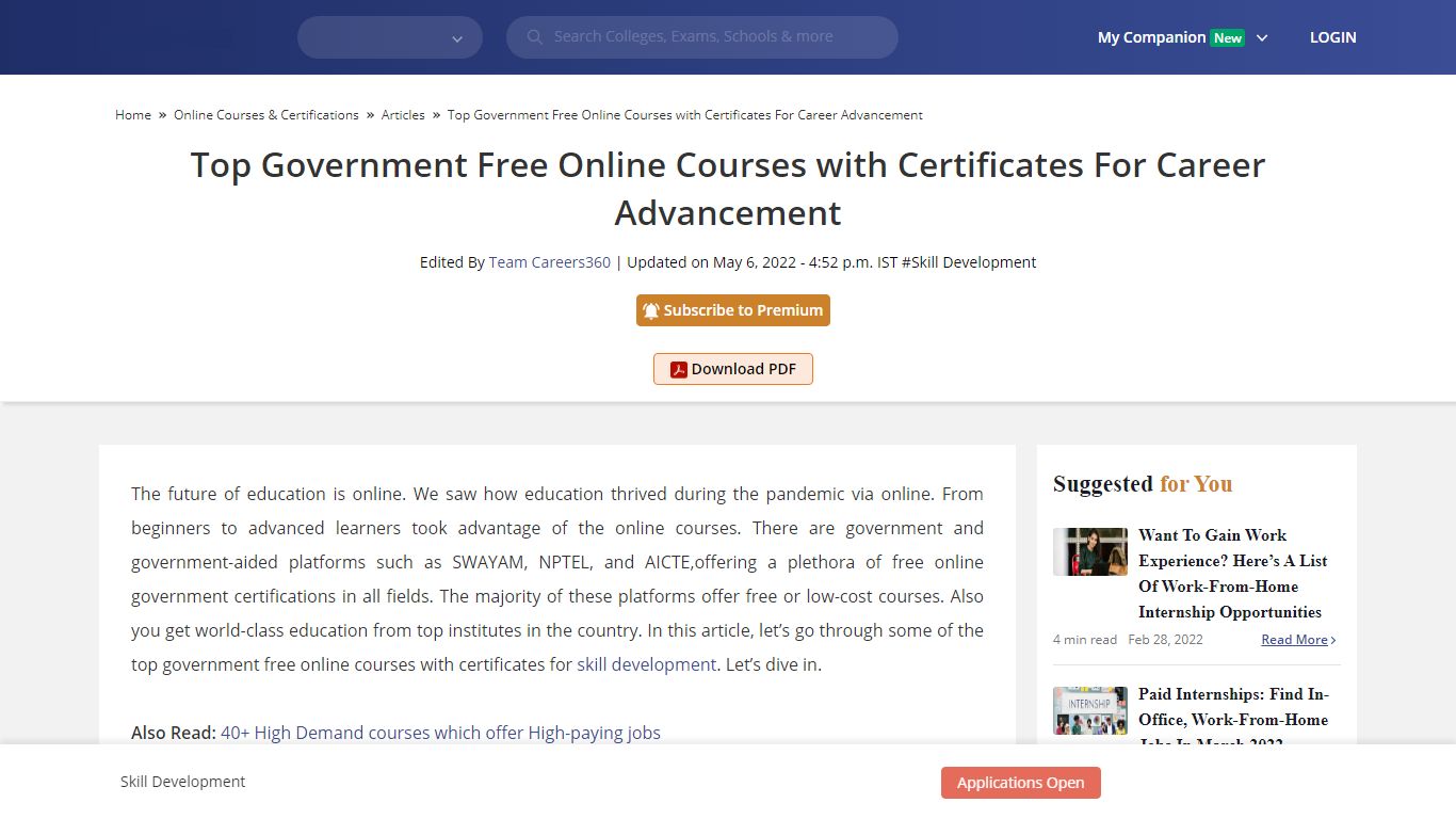 Top Free Online Government Certifications for High paying jobs - Careers360