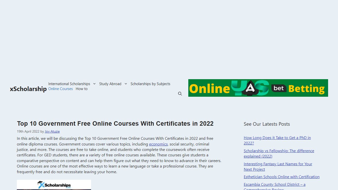 Top 10 Government Free Online Courses With Certificates in 2022