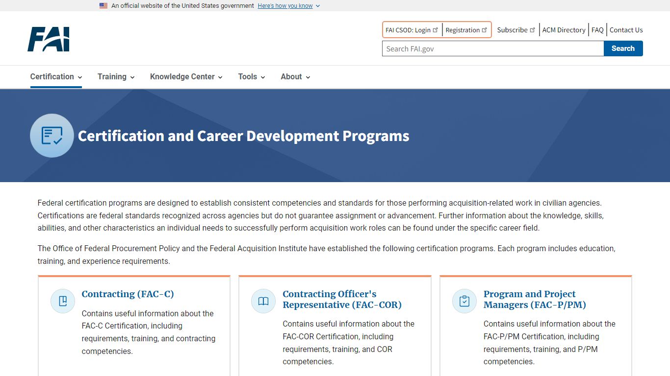 Certification and Career Development Programs | FAI.GOV